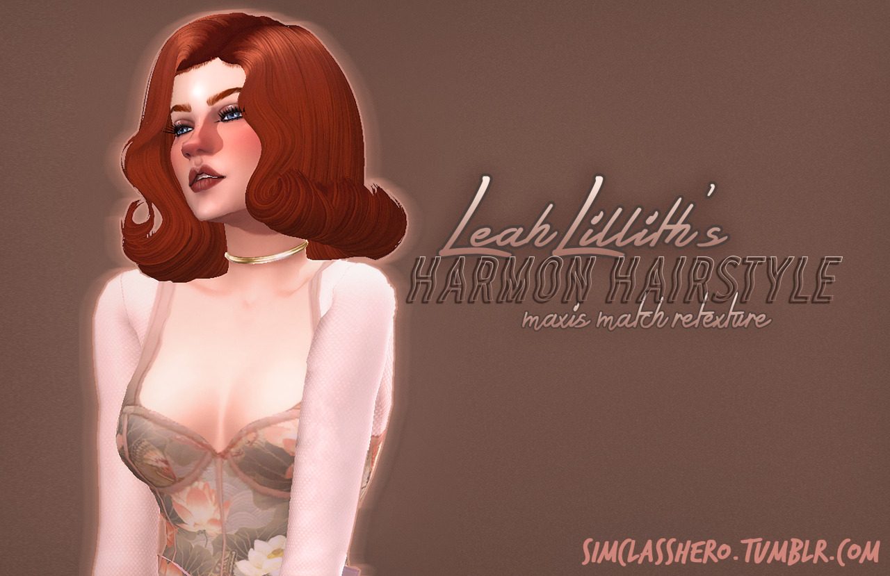 Leah Lillith’s Harmon Hair ClayifiedHey, friends! I saw this hair yesterday and knew I wanted it retextured to be a little bit more maxis matchy. Has all the EA swatches. You need the mesh for it to show up in your game. Enjoy!
Download:...