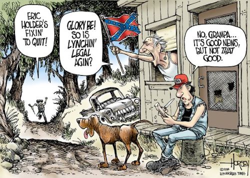 azspot:
“David Horsey
”
[Here’s a vivid example of the gross stigmatization of poor white southerners, a portrayal that would be considered deeply offensive if depicting any other group in America. The hound resembles my son’s hound; the yard looks...