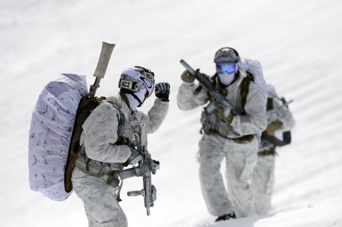 militaryarmament:  United States Navy Promotional shots of Navy SEALs during arctic mountain warfare. 