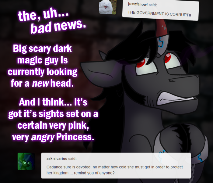 ask-king-sombra:NO PRESSURE, THO&amp;*$Y##%#%HE DIDN’T SAY TOFFEE WALK OR COPY