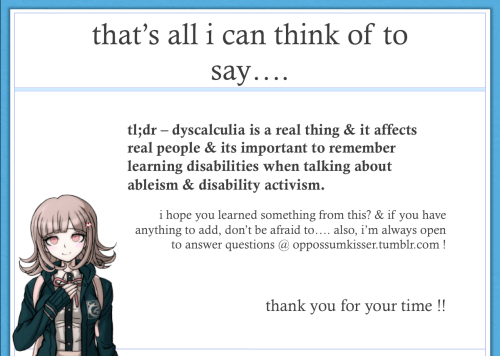 opossumkisser: opossumkisser: dyscalculia 101, by yr friendly neighborhood dyscalculiac who is sick 