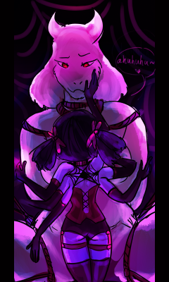 sinisk:  i saw @sanster-blaster ‘s  picture of muffet and toriel and i couldn’t stop myself &gt;u&gt;. excuse the messy line art, ‘twas rushed. [[also sorry for the minor ramblings below]] i’m a sucker for smolxtol ships and i actually kinda