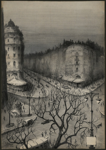 La Rotonde a Montparnasse, Paris  -  Genaro Favai 1930 Italian 1879-1958