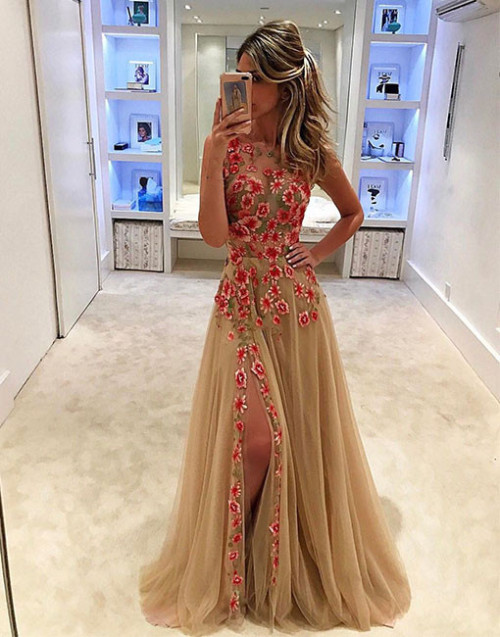 dressfor:cute tulle long prom dress