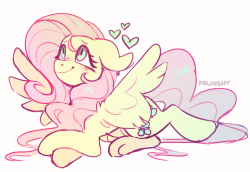 fawnshy:A very quick and very scribbly Fluttershy before bed! Happy 2019 &lt;3