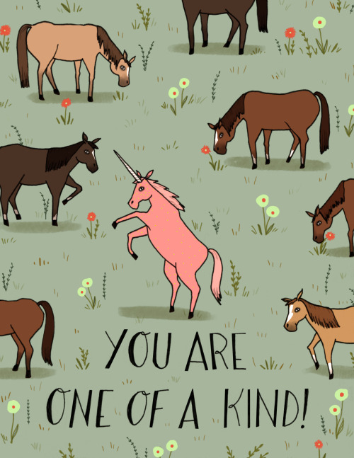 New “One of a Kind” Unicorn cards in the shop! 2013, ink, graphite, digital&co