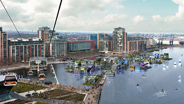 London to build a floating village on the Thames
Plan calls for homes, offices and shops in the river along the Royal Docks, a little-used part of the city.