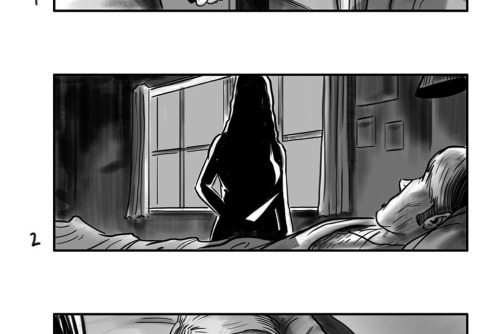 thecuriositymovie:A peek at storyboard art by Simeon Wilkins (Hellboy, Trick ‘r Treat). Art fr