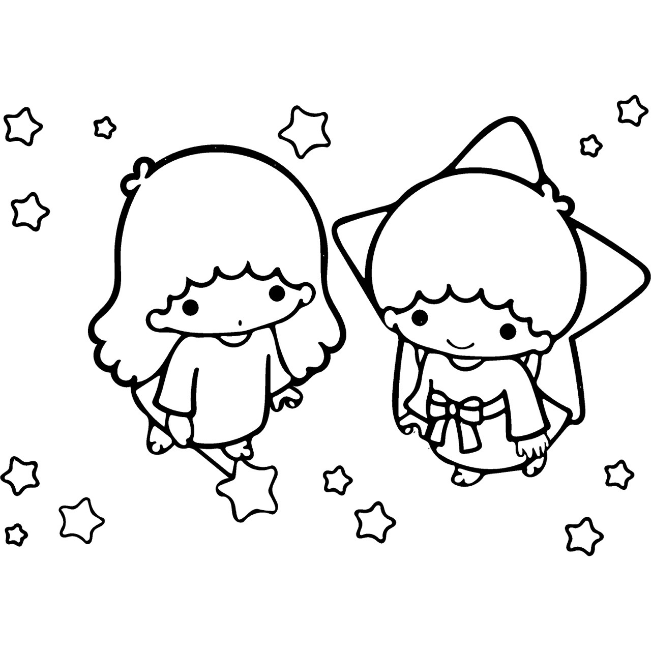 √ Little Twin Stars Coloring : Stars Coloring Pages Idea Whitesbelfast ...