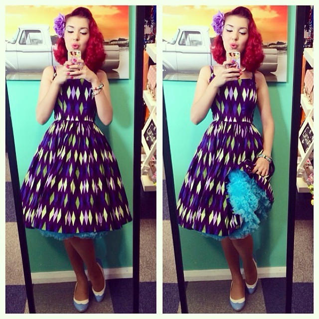 pinupdaysvintagenights:  #ootd #pinupgirlclothing @pinupgirlclothing Purple Harlequin