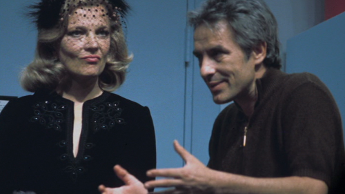 Gena Rowlands and John Cassavetes on the set of “Opening Night” (1977)