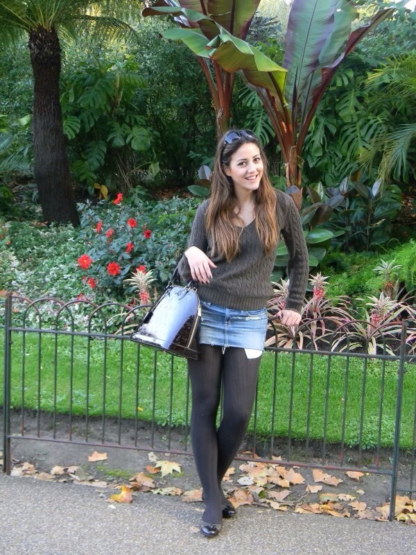 tightsobsession:Jean skirt and grey patterned tights. - Tumblr Pics