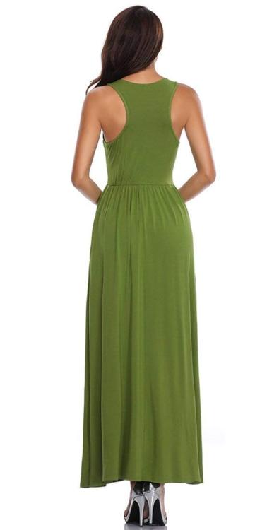 Bshare sleeveless racerback loose plain maxi dress with pockets