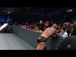 finnamonroll:  Even though I don’t really like Randy Orton all that much anymore I thought it was really sweet that he walked to where Shane McMahon’s wife and son were sitting to tell him that Shane was okay after receiving the spear from Roman Reigns.