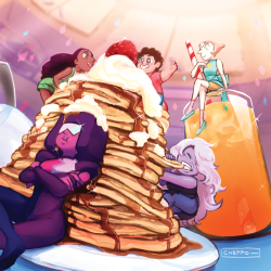 cheppo:        ☆    ☆  ☆ together breakfast!!   ☆   ☆   ☆   my guest art for chikufanart‘s lovely Steven Universe fanbook! thank you for inviting me, i had lots of fun drawing this!!!! ^o^ 