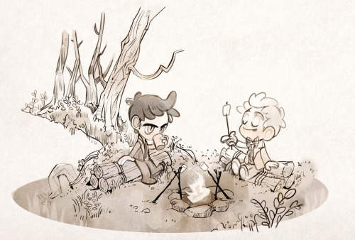 SD ver. cute version. They in front of the bonfire. may they have come to camp.