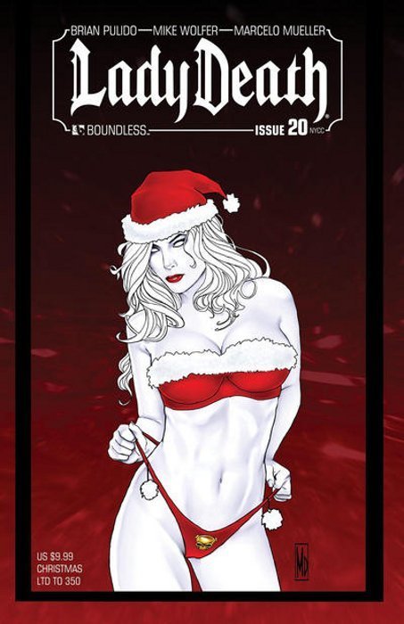 naughtyhalloweenart:  Lady Death Christmas by Michael DiPascale