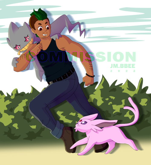 Its been a while but here is a pokemon commission! I love work with trainers and their pokemons uwuT