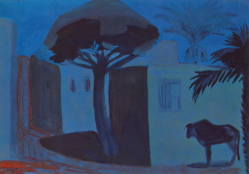 artist-sarian:Night Landscape. Egypt., 1911, Martiros SarianMedium: cardboard,tempera