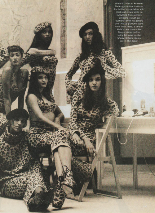 the-original-supermodels:Alaïa throws a Curve - Vogue US (1991)Models: Yasmeen Ghauri, Beverly Peele