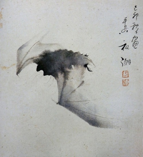 szobel: Yashô (Japanese, 1782-1825), Bat in Flight, Ink on paper.