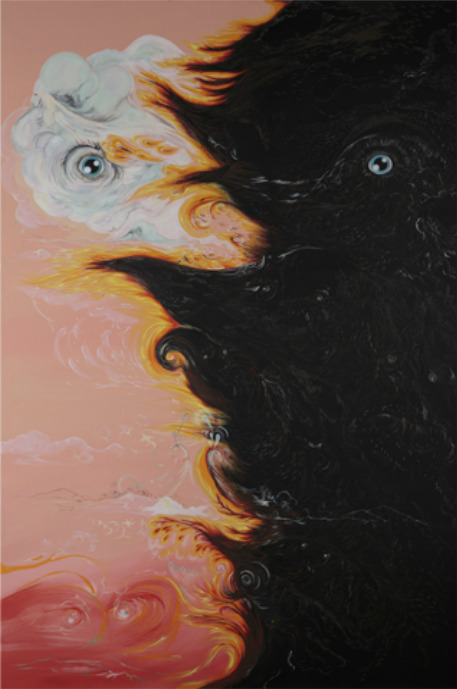sullenmoons:Vidya Gastaldon - Demon brother (advaita). Acrylic and oil painting on canvas, 210 x 210