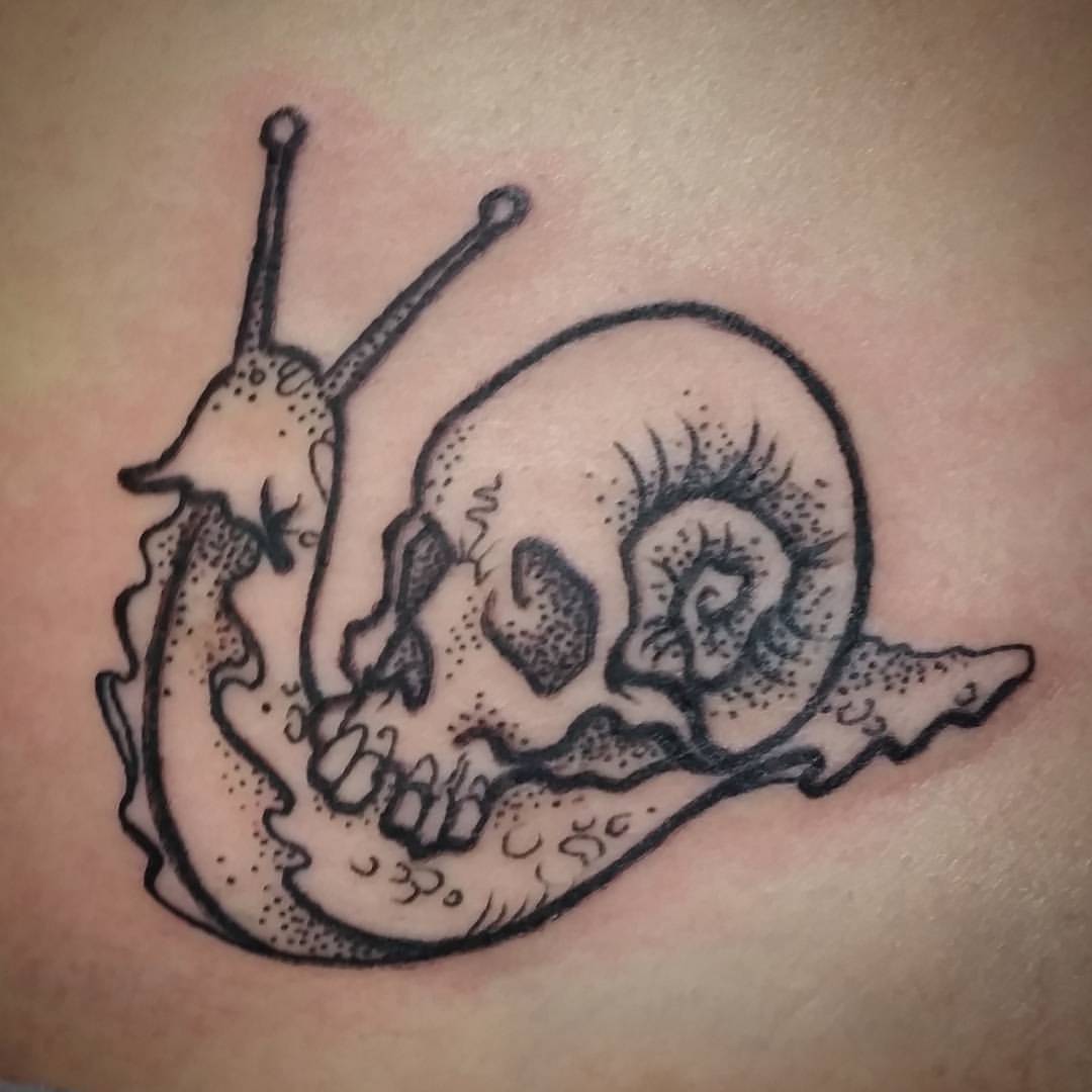 Skull snail done by Max LaCroix at Akara Arts in Milwaukee WI  rtattoos