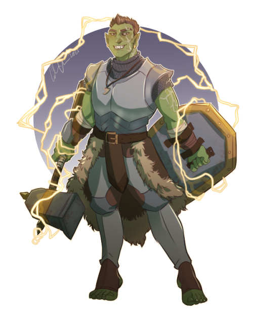 catbatart: Commission for @batdad of their Tempest Cleric orc! 