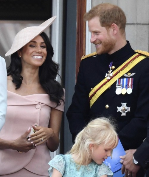 The Duke and Duchess of Sussex attend Trooping the Colour!Carolina Herrera Peach Buttoned Dress (Not