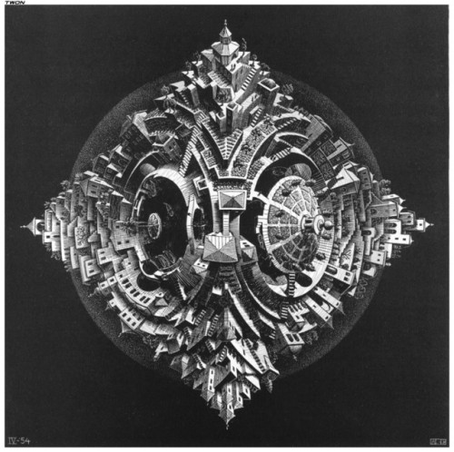 artist-mcescher:Tetrahedral Planetoid, 1954, M.C. Escher