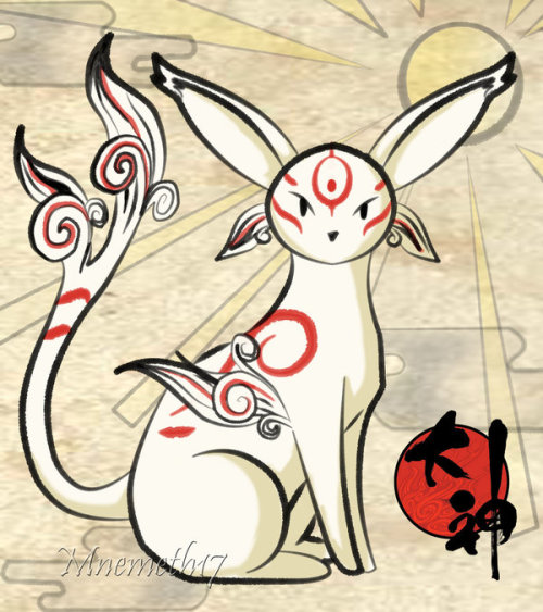 kaijuemperor:  Okami style pokemon Art by:http://mnemeth17.deviantart.com/gallery/ 