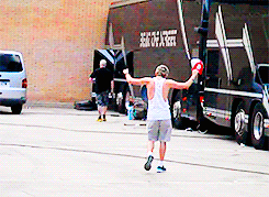kryptoniall-deactivated20150613:  Niall playing ball in the Barcelona venue. x 