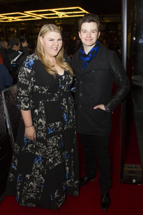 chriscolfernews:Chris Colfer and Ashley Fink attend the Dreamgirls Press Night on December 14, 2016 