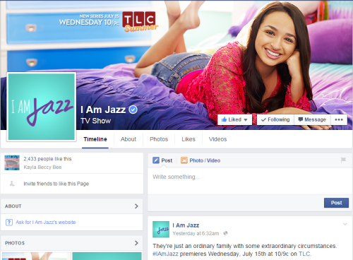 Super awesome trans teen Jazz Jennings has a new Facebook page for her TV show!Check it out here: ht