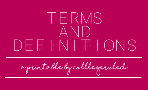 I Had An Anonymous Request To Make A Terms And Definitions Printable, So Here We Are! I Have Four Different