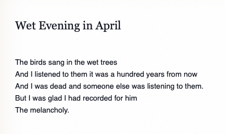 Wet Evening in April by Patrick Kavanagh