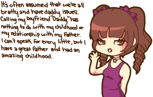 ddlgdoodles:  Despite the name of our dynamic, it is not about incest and pedophilia. We have nothing to do with sugar daddies and sugar babies either. We’re not all bratty either, well maybe a little or just playing around… There are a lot of girls