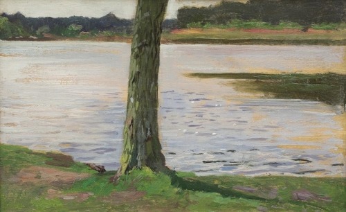 Michael Gorstkin WywiorskiTree trunk against river, 1900-1914