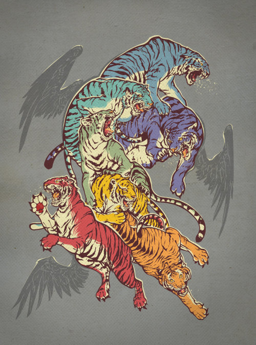 awesomedigitalart: Seven Caged Tigers by dracoimagem-com