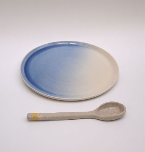 dish and spoon (2013) - porcelain, stornware