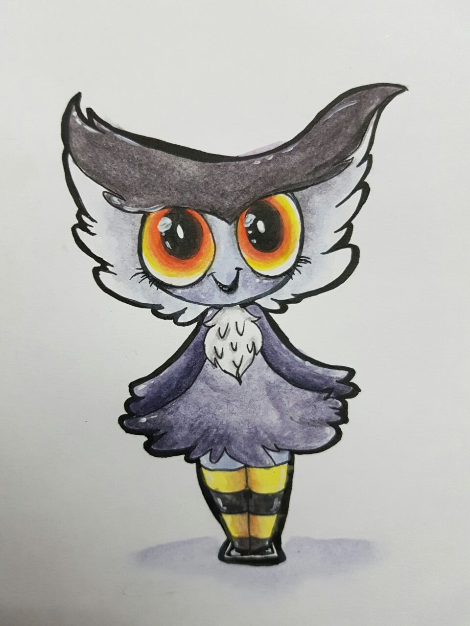 thecutetoxicbunny: práctica con acuarelas owo baby babe owl &lt;3 &lt;3
