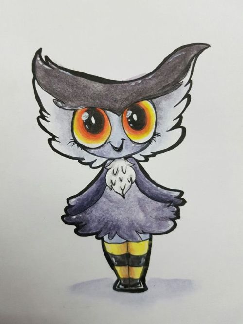 thecutetoxicbunny: práctica con acuarelas owo baby babe owl <3 <3 <3 <3