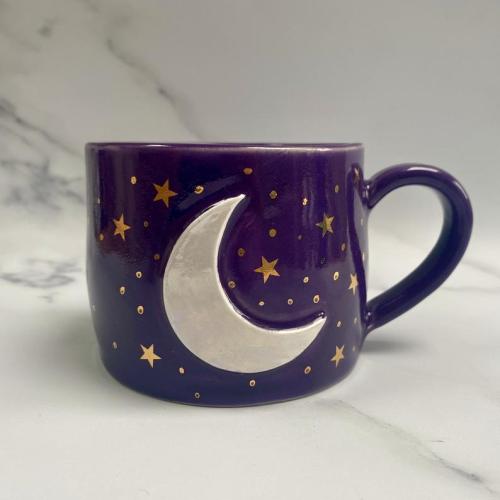 Purple Moon Mug byFelicityJDCeramics