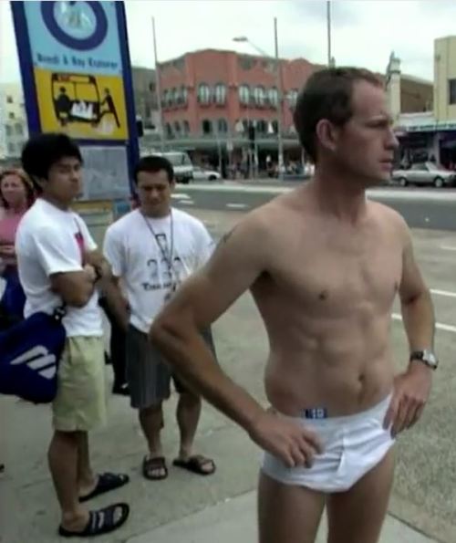 jckybriefs4me:  Max takes a ride on the city bus in his white Jockey briefs.