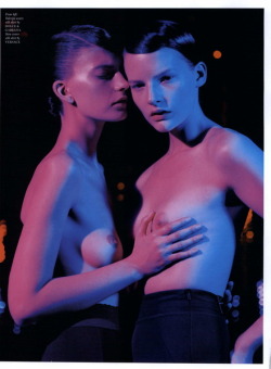 mariah-do-not-care-y:  Love Magazine #5 Spring/Summer 2011 &ldquo;Nonstop Erotic Dancing&rdquo;: Sara Blomqvist, Valerija Kelava by Alasdair McLellan 
