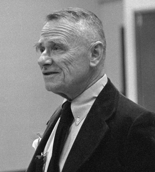 Christopher Isherwood (August 26, 1904 – January 4, 1986) during a lecture at St. Michael’s College,