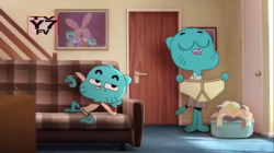 Part 1 of an underwear scene from The Amazing World of Gumball episode &ldquo;The DVD.&rdquo; Gumball is watching TV in his underwear, and makes a few rude comments to his mom, Nicole. Nicole doesn&rsquo;t take it too well, and Gumball quickly corrects