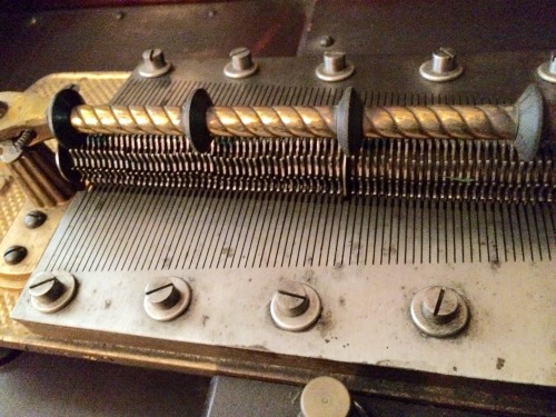 rosscountyhistoricalsociety:    Reginaphone double comb music box, late 19th century.