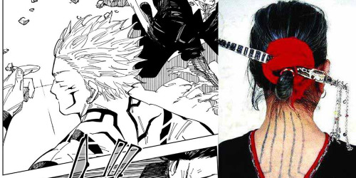 Ch 247 Pg 10 (Sukuna looking very pretty.)
Li woman neck tattoos by an unknown photographer.