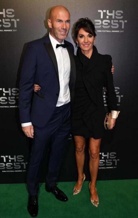 “Zinedine Zidane and his wife Veronique arrive for The Best FIFA Football Awards - Green Carpet Arrivals on October 23, 2017 in London, England.
”